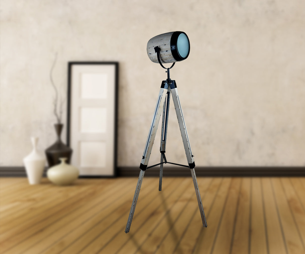 Floor Lamp Ash Grey, Wooden body, H 160 cm – Luma