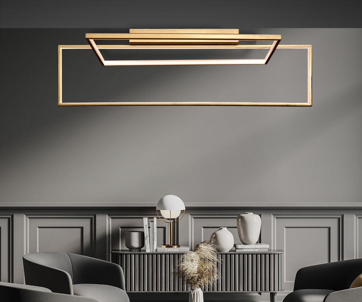 Ceiling Light Aluminium, L:70 H 25 cm – Luma