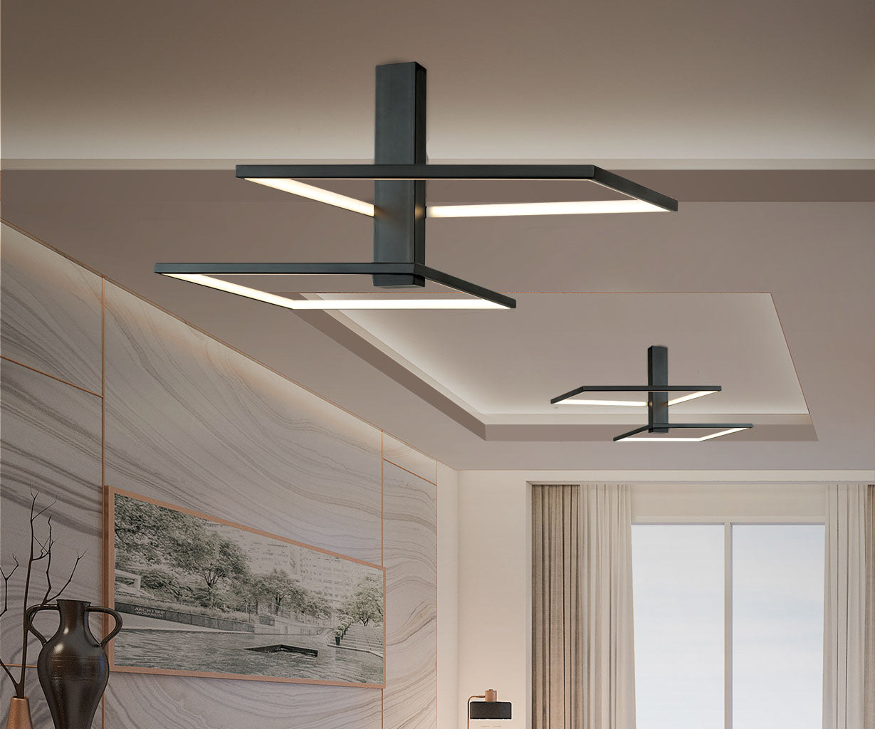 Ceiling Light Aluminium, L:54 H 25 cm – Luma