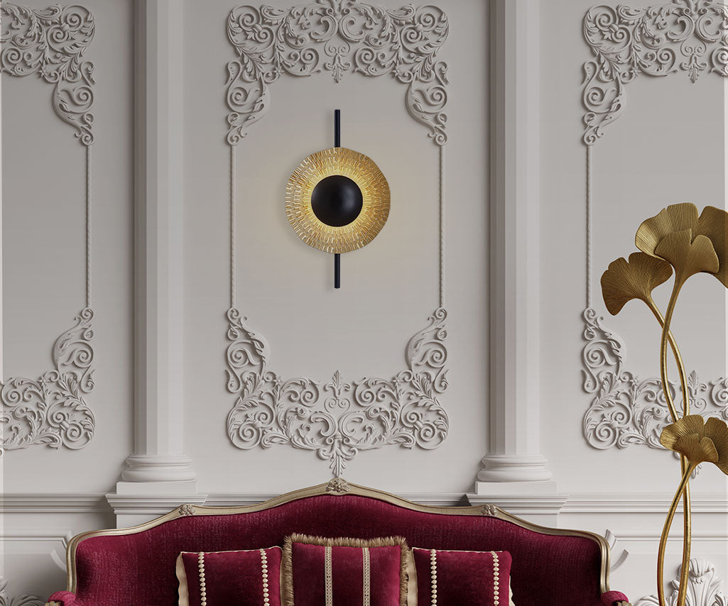 Wall Light Black and Gold, Metal, Ø28 cm – Luma