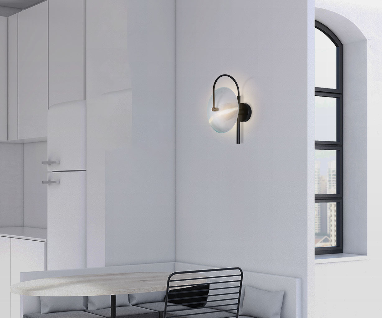 Wall Light Black, Metal and Glass, W:23 H 38 cm – Luma