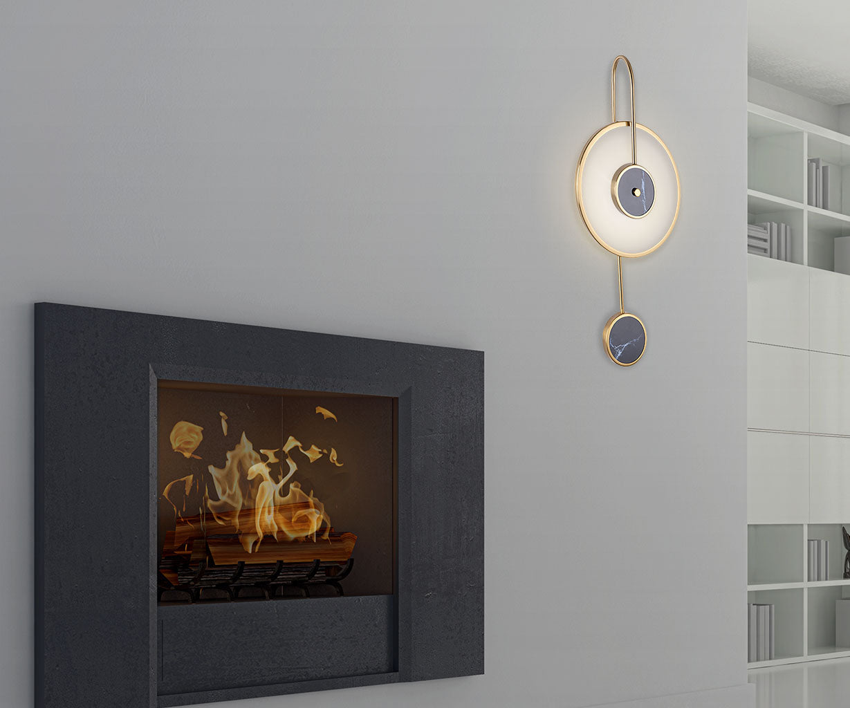 Wall Light Gold, Metal and Marble, W:25 H 58 cm – Luma