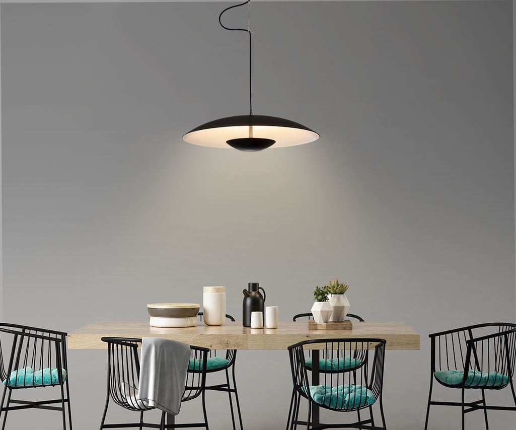 Pendant Light Satin Black/Satin White, Metal and Acrylic, Ø45 cm – Luma