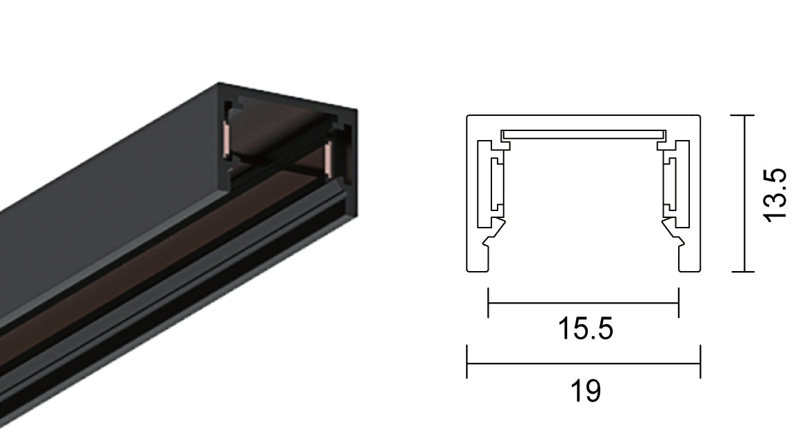 Slim Magnetic Track Rail 48V with Εnd Caps and Cover VIOKEF