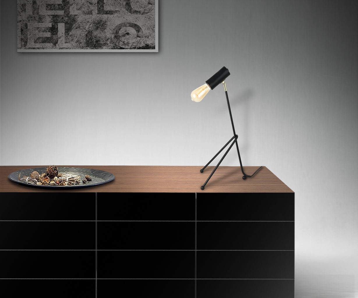 Table Lamp Black-Gold, Metal, L:27 W:22 H 60 cm – Luma