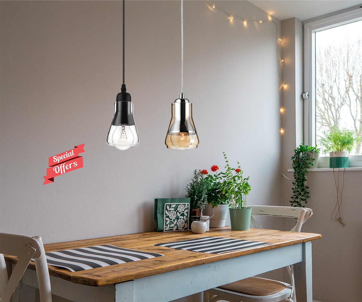 Pendant Light Metal and Glass, Ø10 cm – Luma