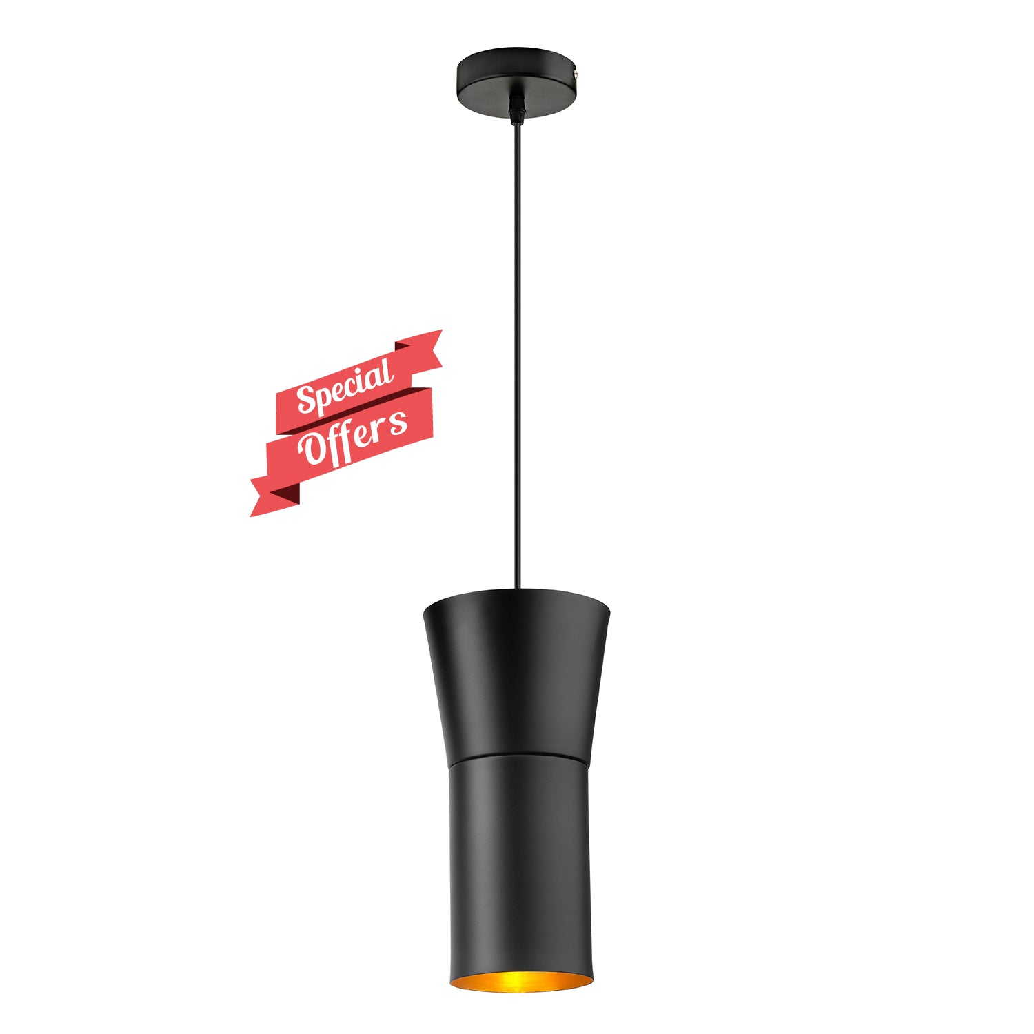 Pendant Light Black outside, Gold inside, Aluminium, Ø11 cm – Luma