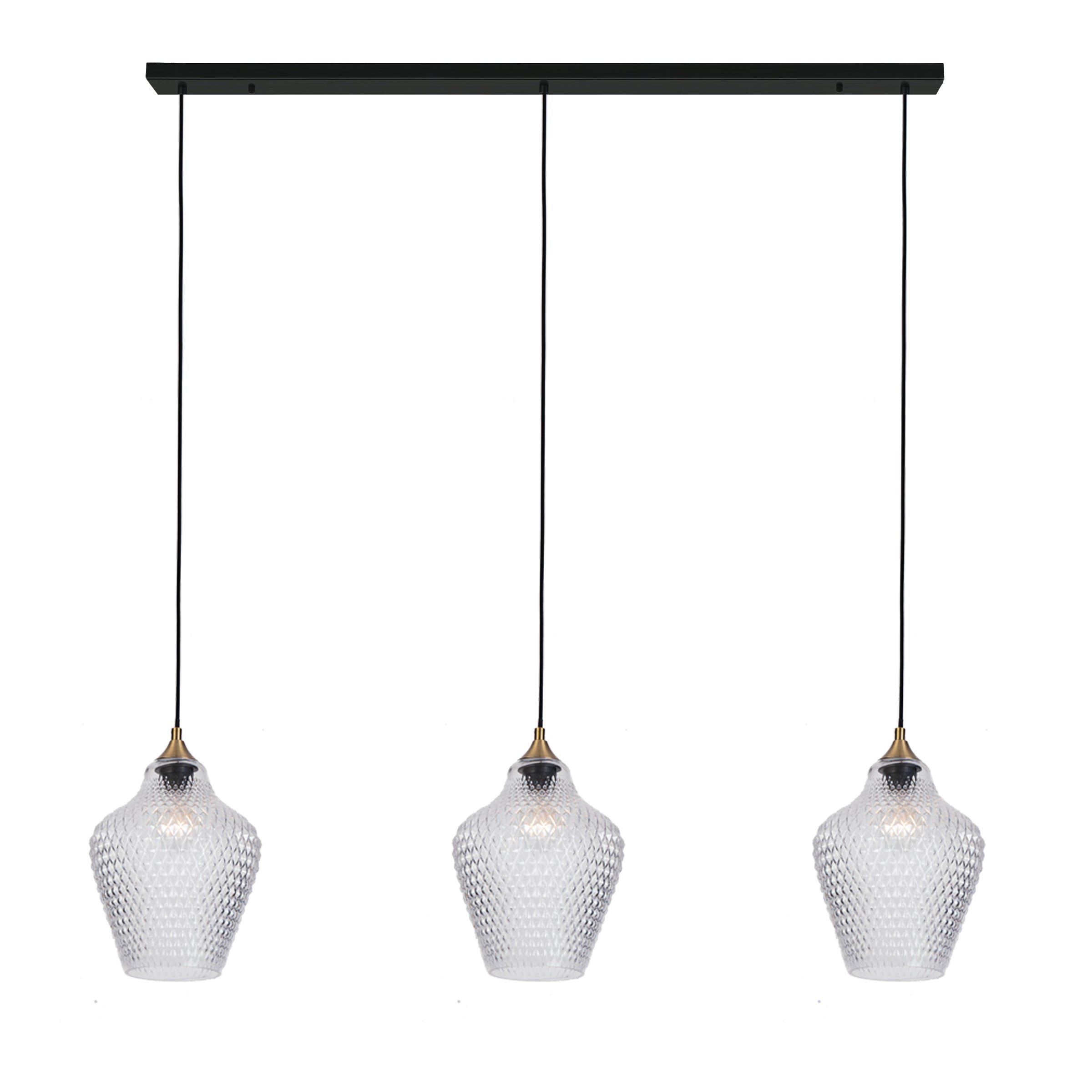 Pendant Light PENDANT LIGHT 3XE27 MAX 40W CLEAR GLASS-BRASS – Zambelis