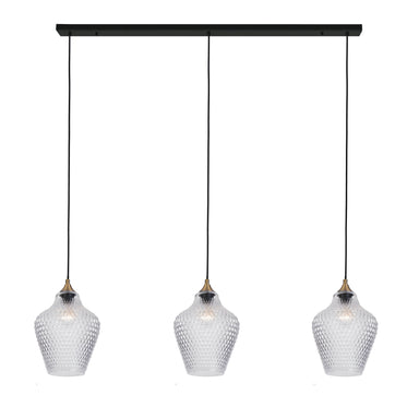 Pendant Light PENDANT LIGHT 3XE27 MAX 40W CLEAR GLASS-BRASS – Zambelis