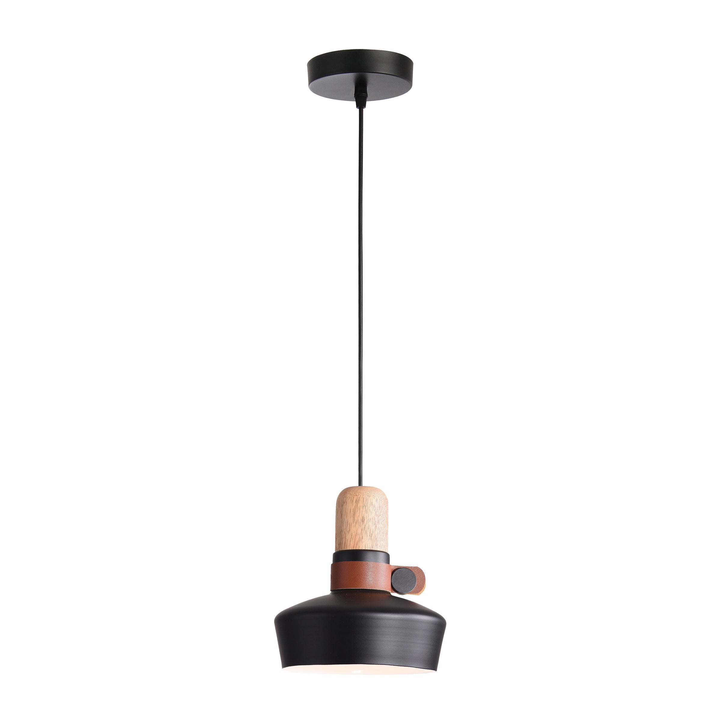 Pendant Light PENDANT LAMP E27 MAX 40W WOOD LEATHER BLACK – Zambelis
