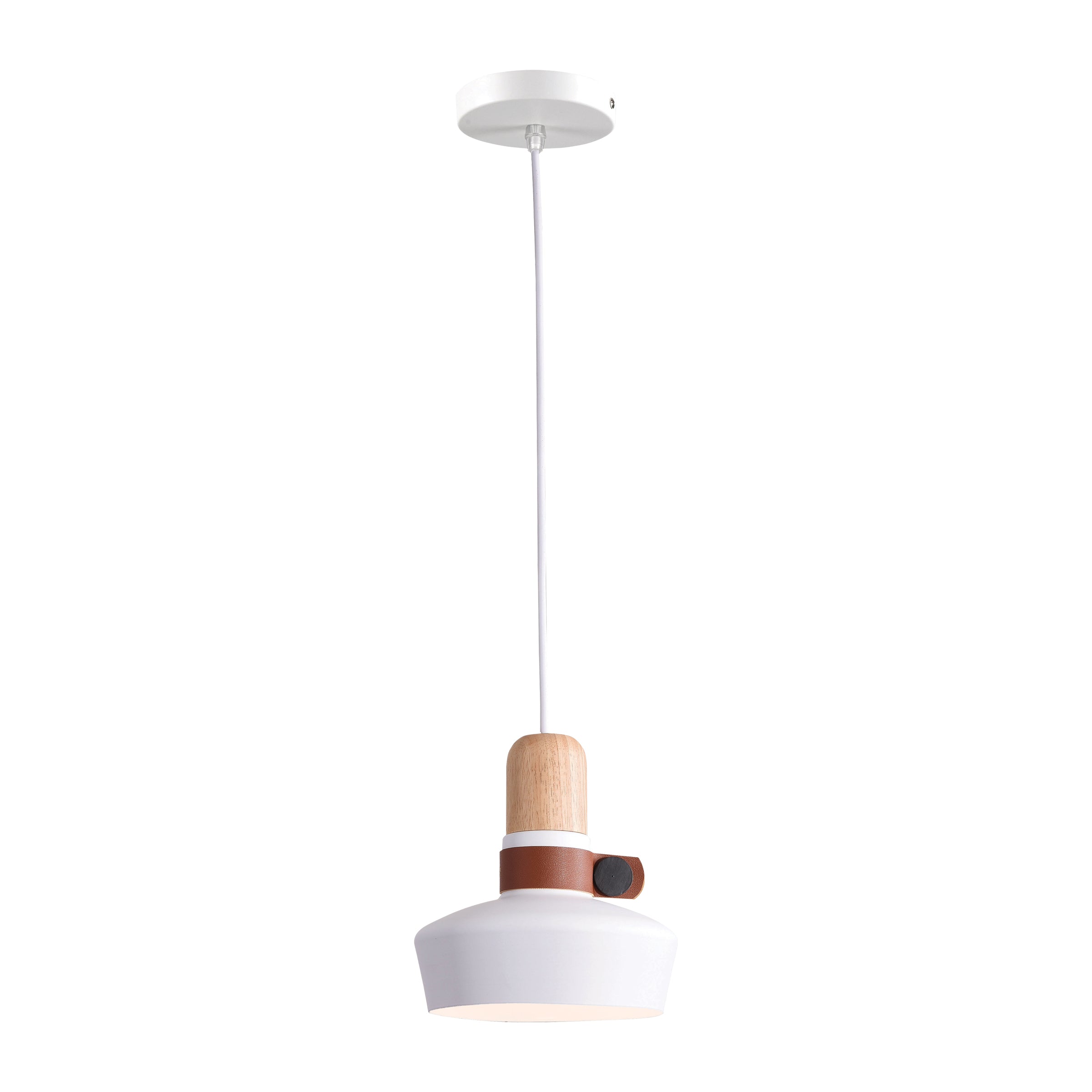 Pendant Light PENDANT LAMP E27 MAX 40W WOOD LEATHER WHITE – Zambelis
