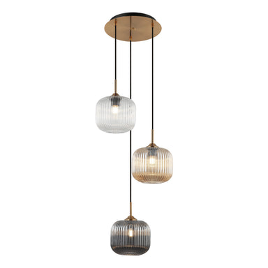 Pendant Light PENDANT LAMP 3XE27 MAX 40W GLASS CLEAR-SMOKED-CHAMPAGNE – Zambelis