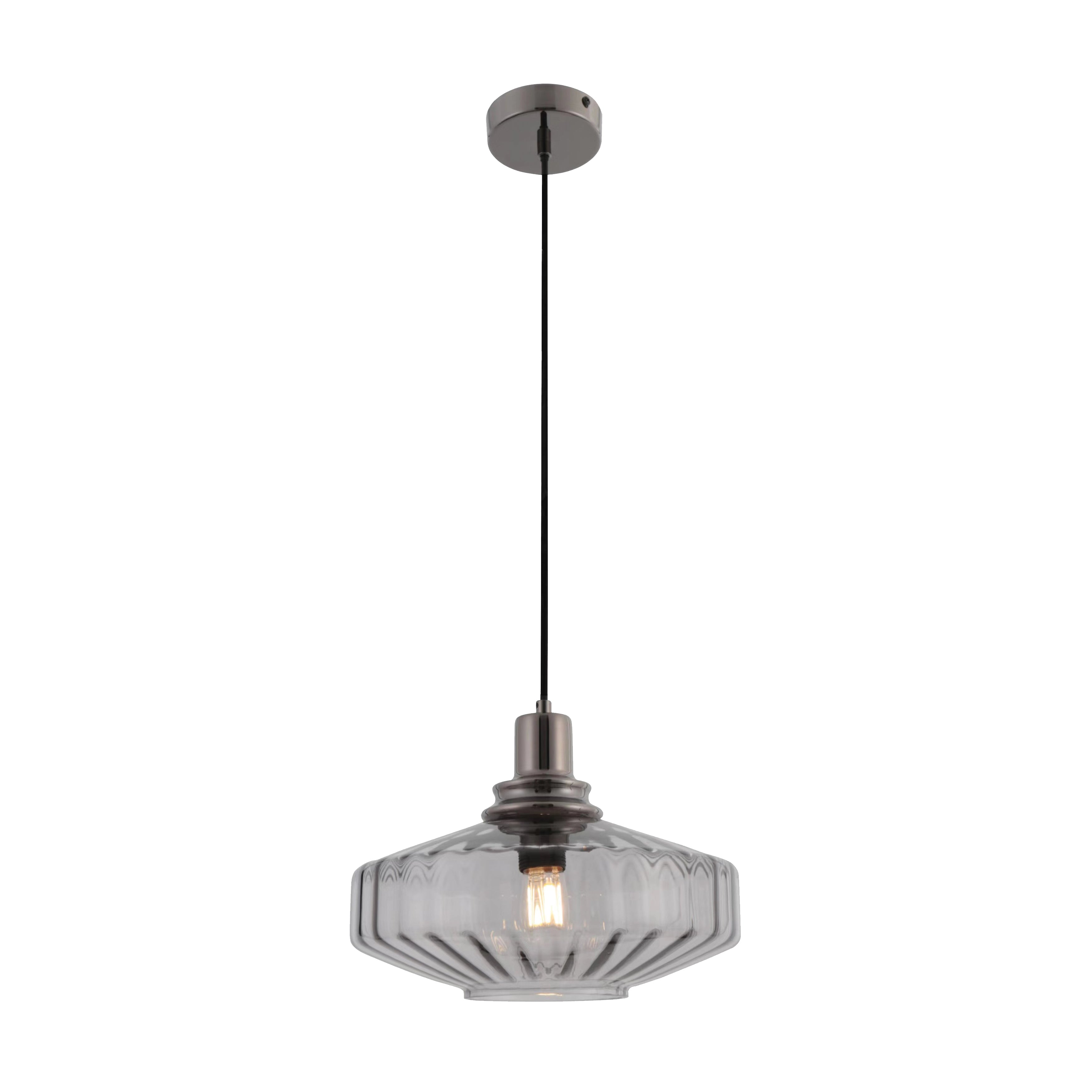 Pendant Light PENDANT LIGHT E27 MAX 40W METAL-GLASS ANODISED DARK GREY – Zambelis