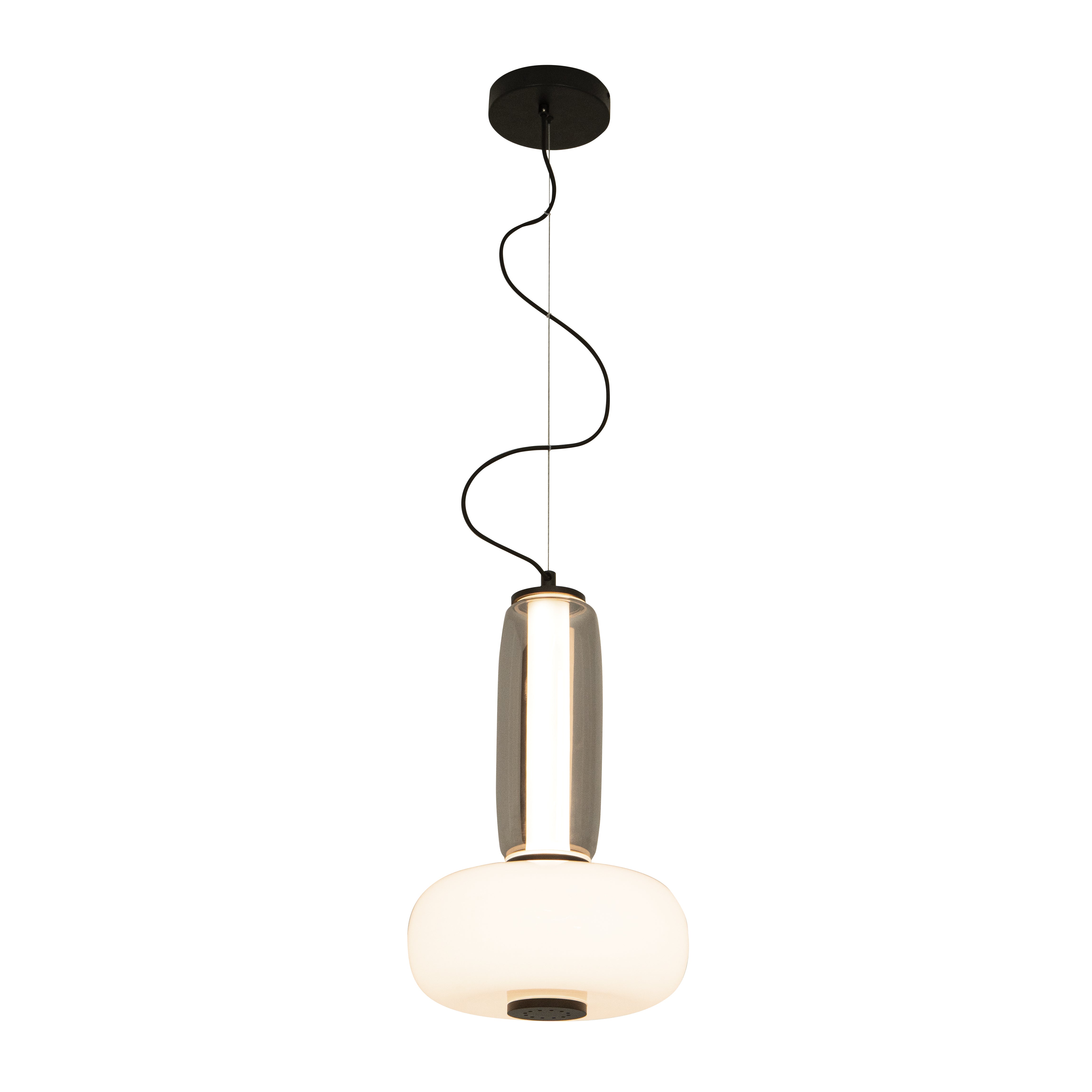 Pendant Light PENDANT LED LIGHT 23W 3000K METAL-SMOKED & OPAL GLASS , BLACK – Zambelis