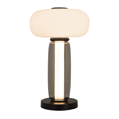 Table Lamp TABLE LED LIGHT 23W 3000K METAL-SMOKED & OPAL GLASS , BLACK – Zambelis