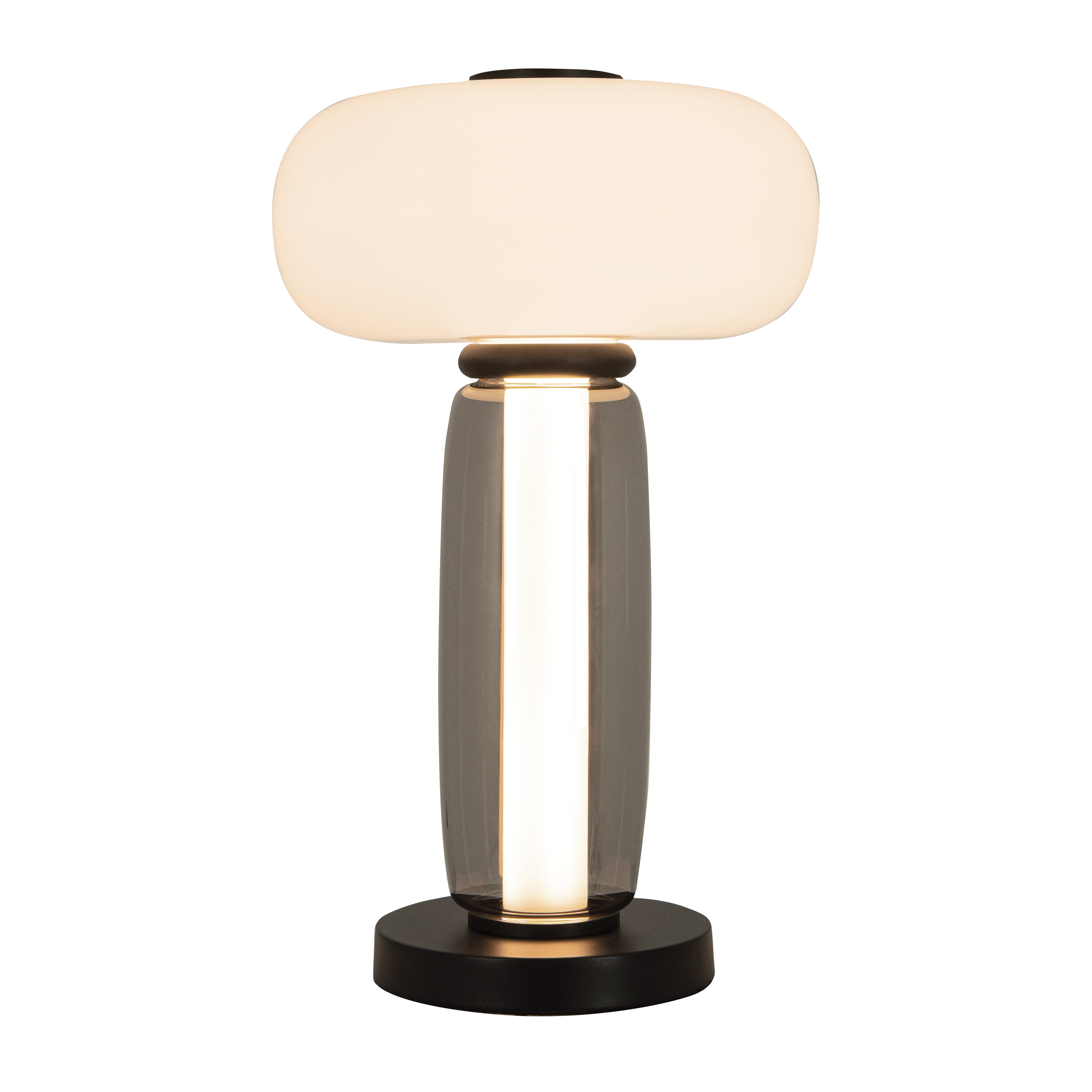 Table Lamp TABLE LED LIGHT 23W 3000K METAL-SMOKED & OPAL GLASS , BLACK – Zambelis
