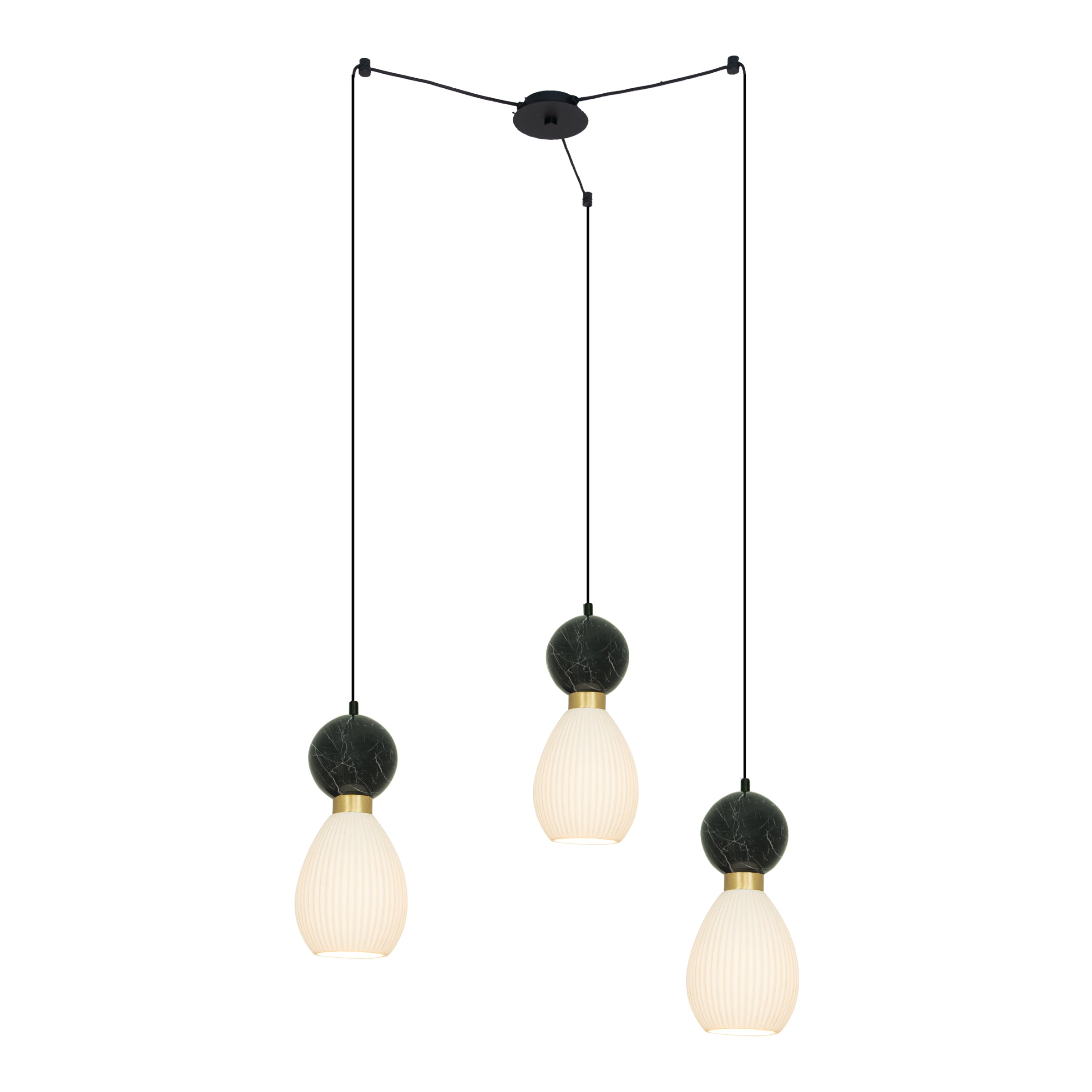 Pendant Light PENDANT 3XE14 MAX 15W BLACK MARBLE - BRASS – Zambelis
