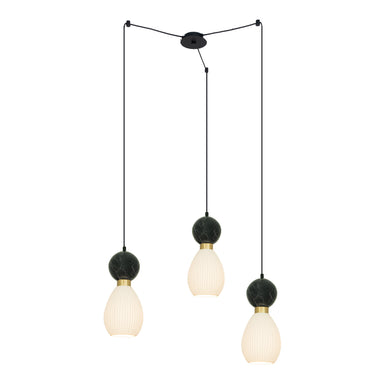 Pendant Light PENDANT 3XE14 MAX 15W BLACK MARBLE - BRASS – Zambelis