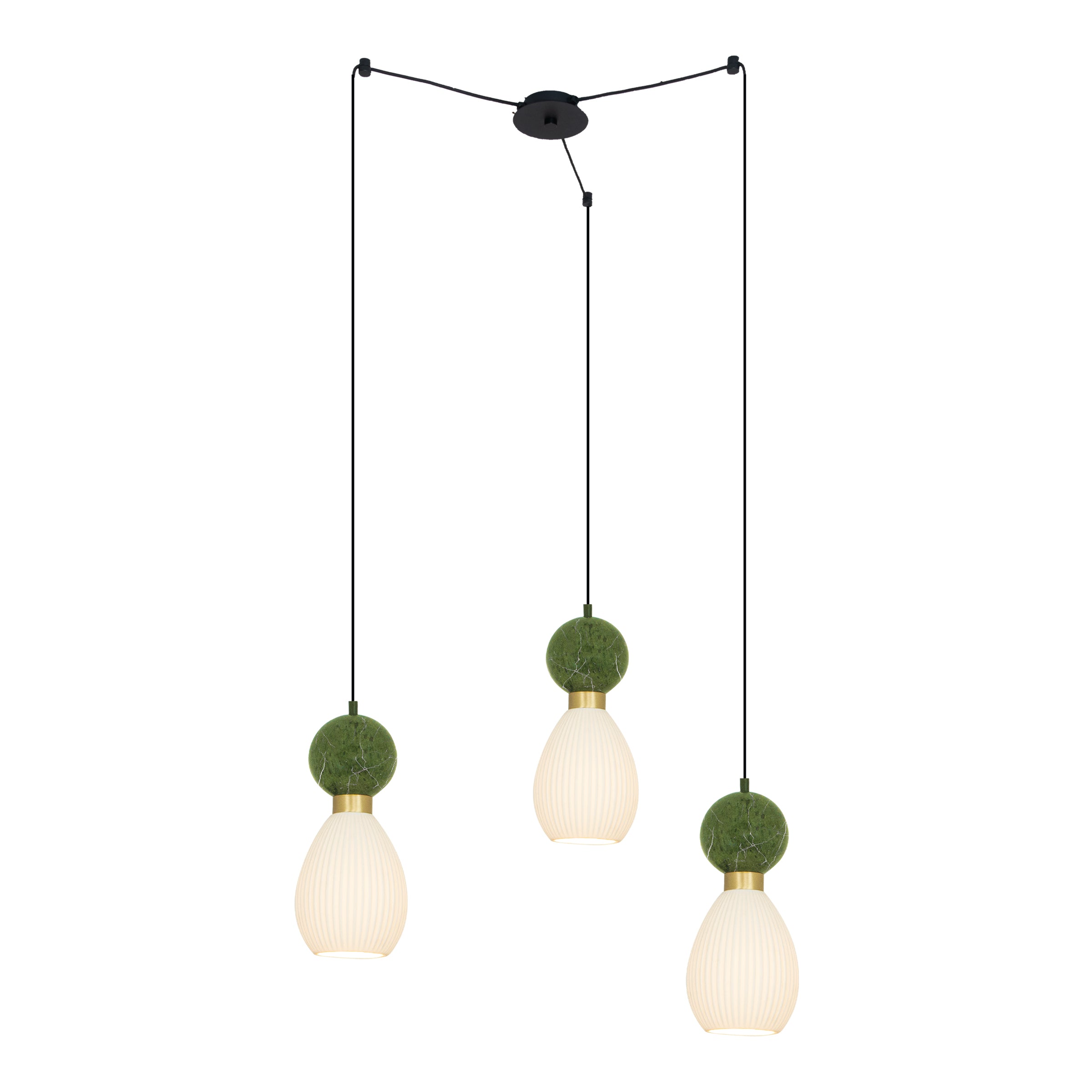 Pendant Light PENDANT 3XE14 MAX 15W GREEN MARBLE - BRASS – Zambelis