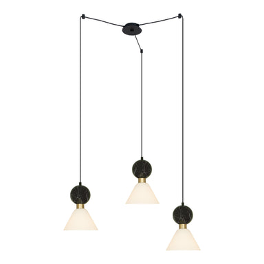 Pendant Light PENDANT 3XE14 MAX 15W BLACK MARBLE - BRASS – Zambelis