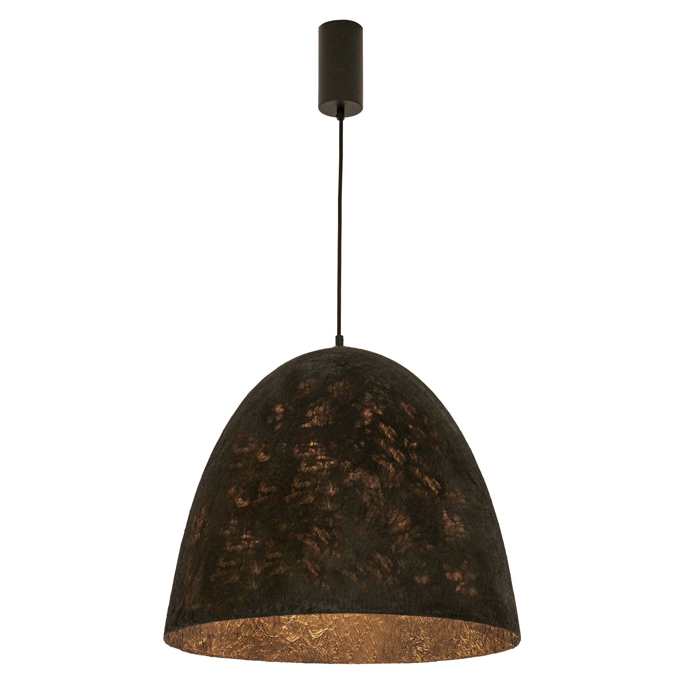 Pendant Light PENDANT LIGHT 1xE27 MAX 15W METAL - PAPER PULP - MULBERRY SILK BLACK – Zambelis