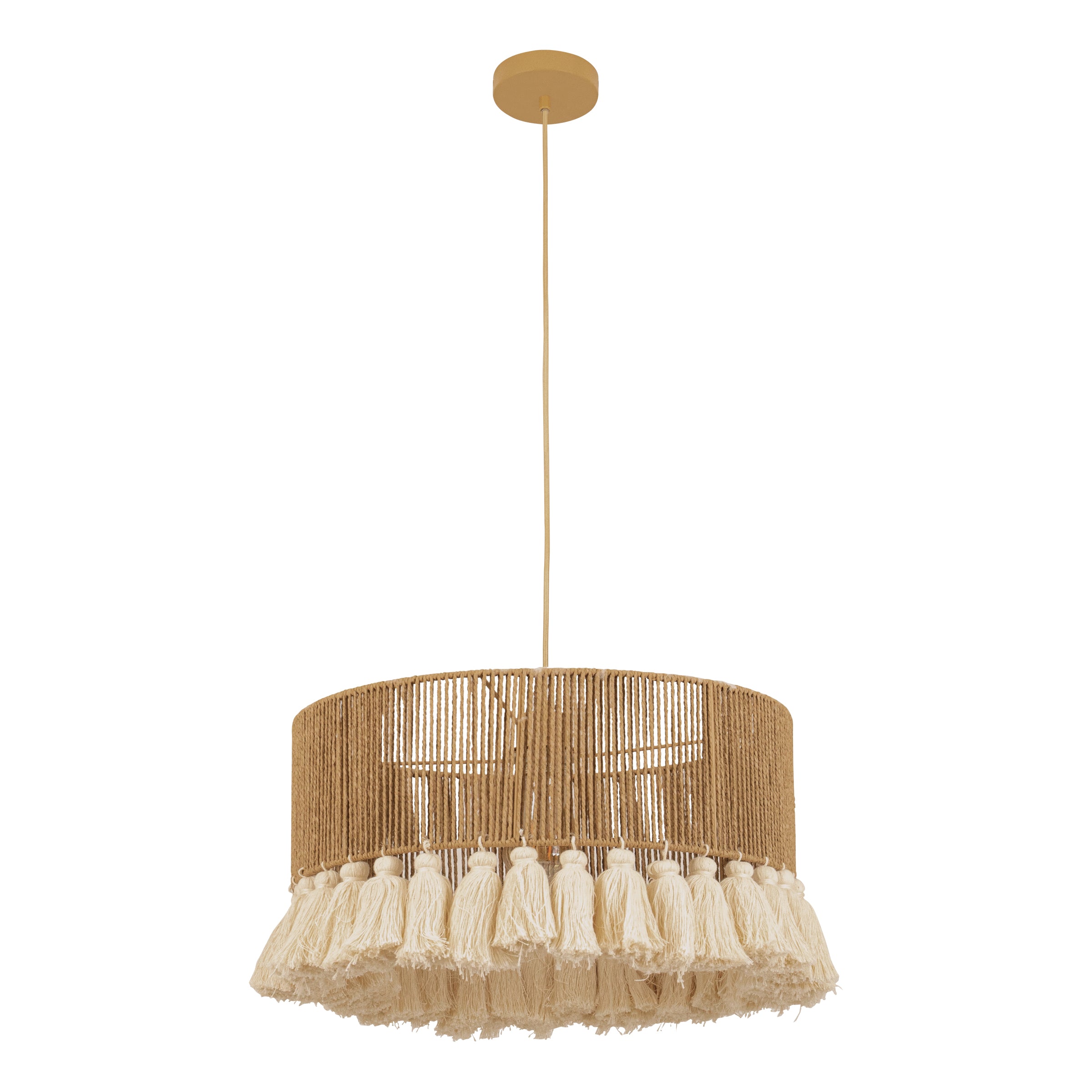 Pendant Light PENDANT LIGHT 1xE27 MAX 40W BROWN BEIGE METAL - NATURAL PAPER ROPE – Zambelis