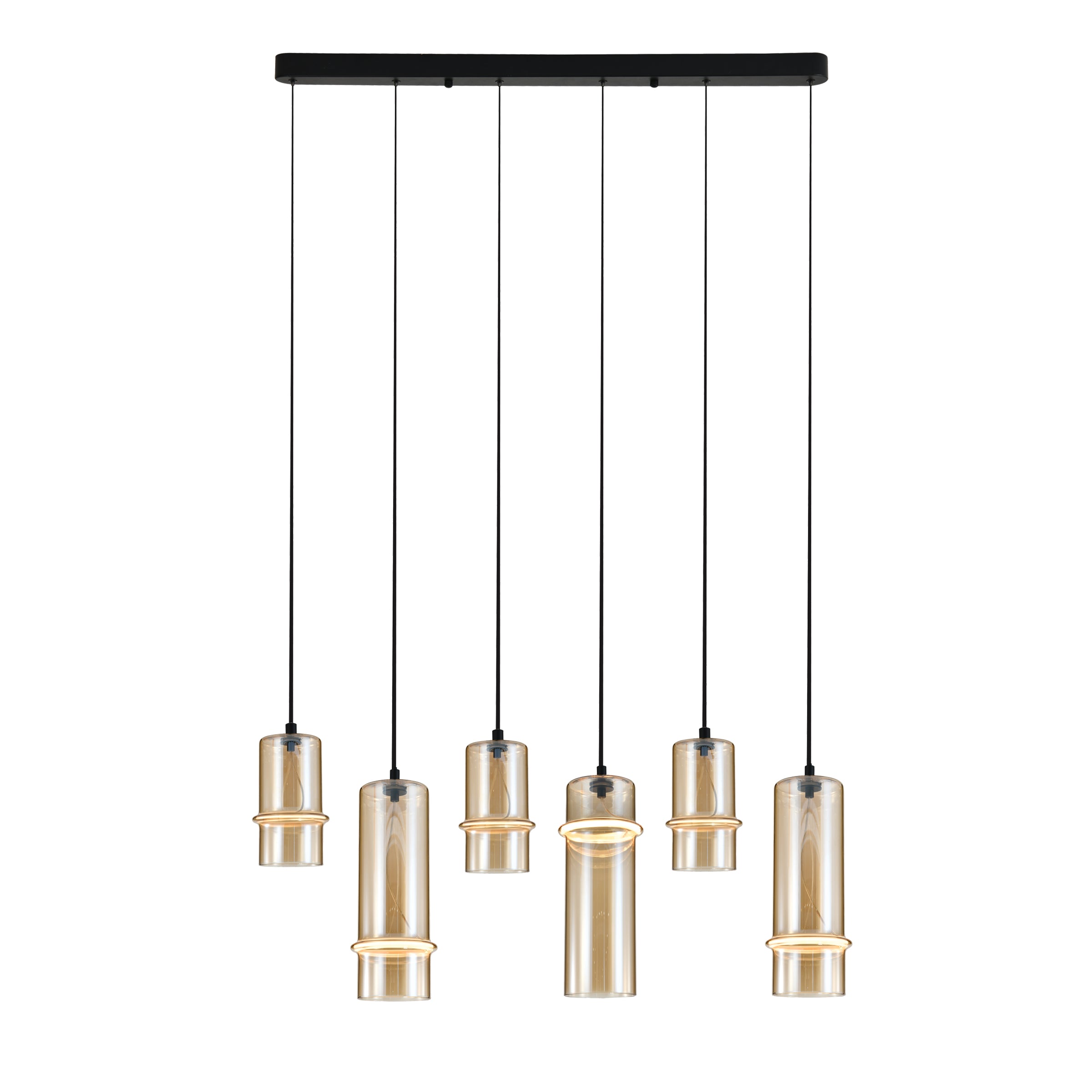 Pendant Light PENDANT LED LINE LIGHT 26W 3000K SANDY BLACK - CHAMPAGNE GLASS – Zambelis