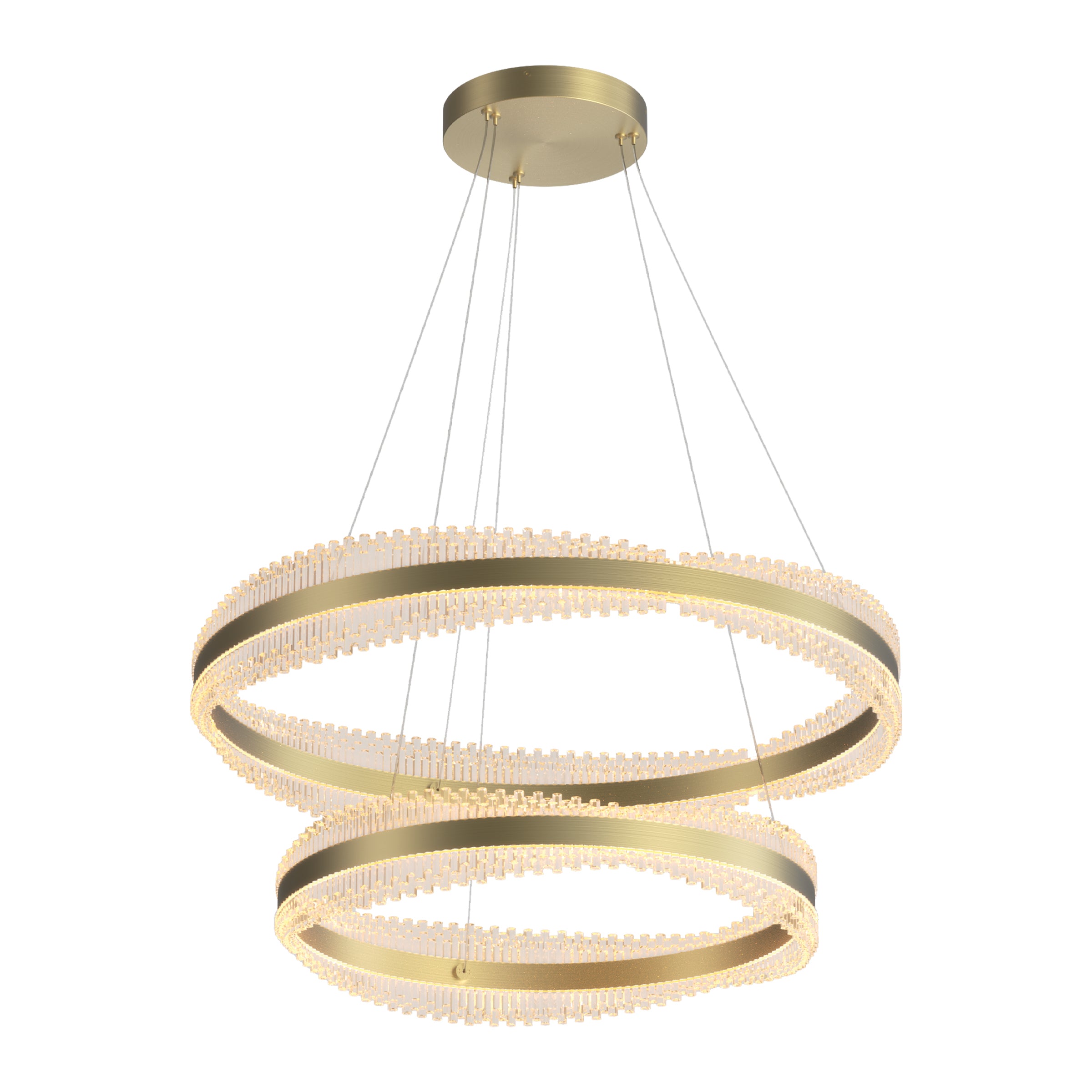 Pendant Light PENDANT LED LIGHT 118W 3000K TRIAC BRUSHED GOLD METAL - CRYSTAL – Zambelis