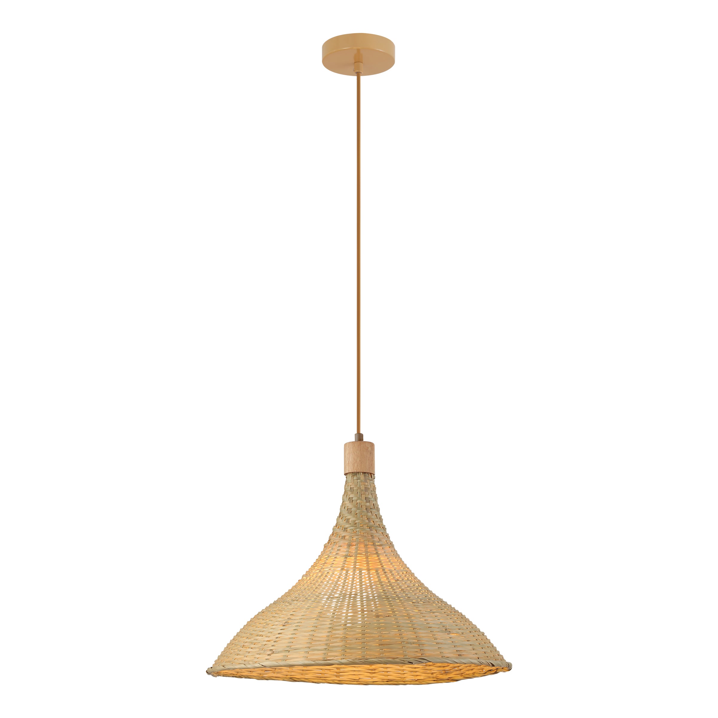 Pendant Light PENDANT LIGHT 1xE27 MAX 40W NATURAL RATTAN - BROWN BEIGE METAL – Zambelis