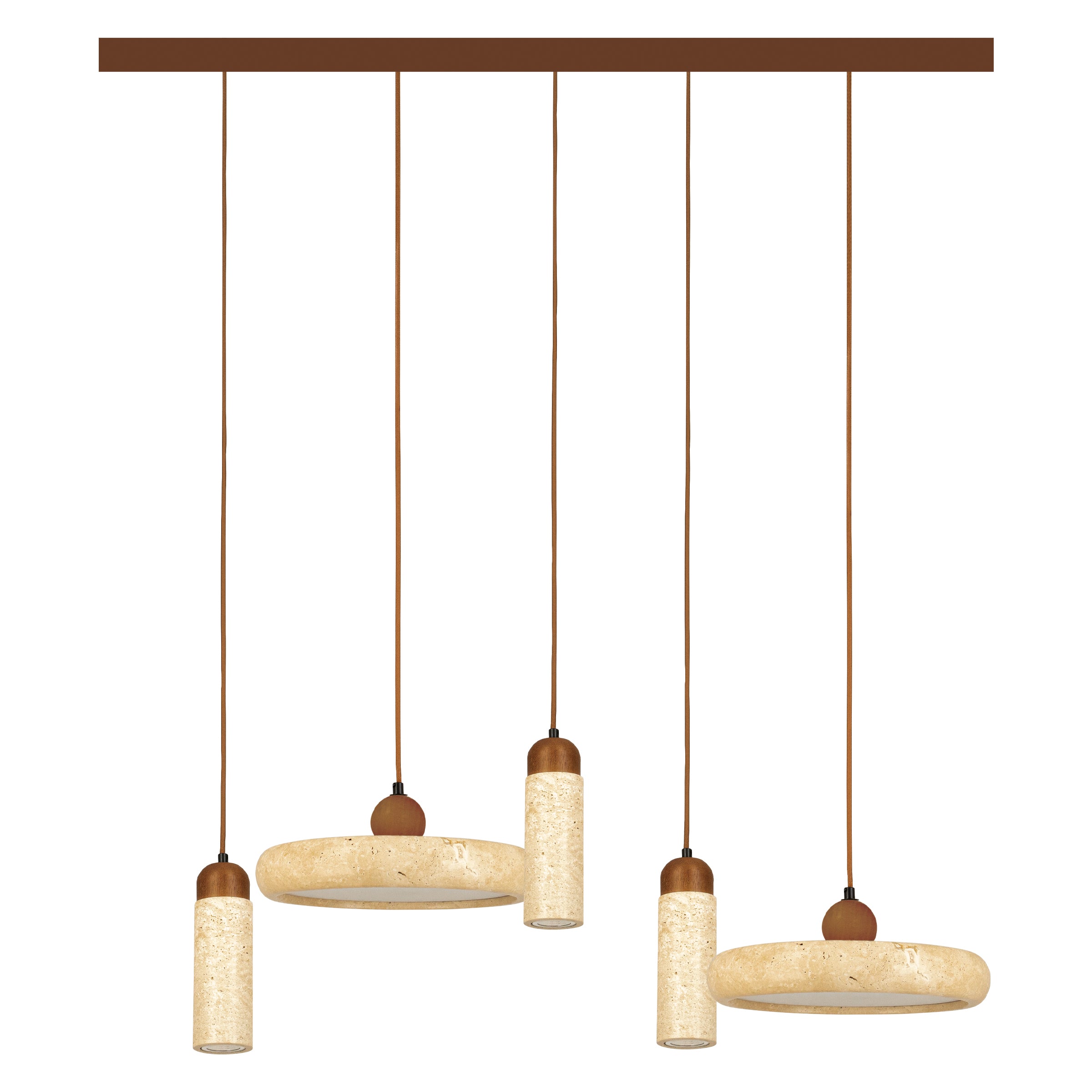 Pendant Light PENDANT LED LINE LIGHT 44W + 3xGU10 MAX 10W NATURAL STONE - BROWN WOOD – Zambelis