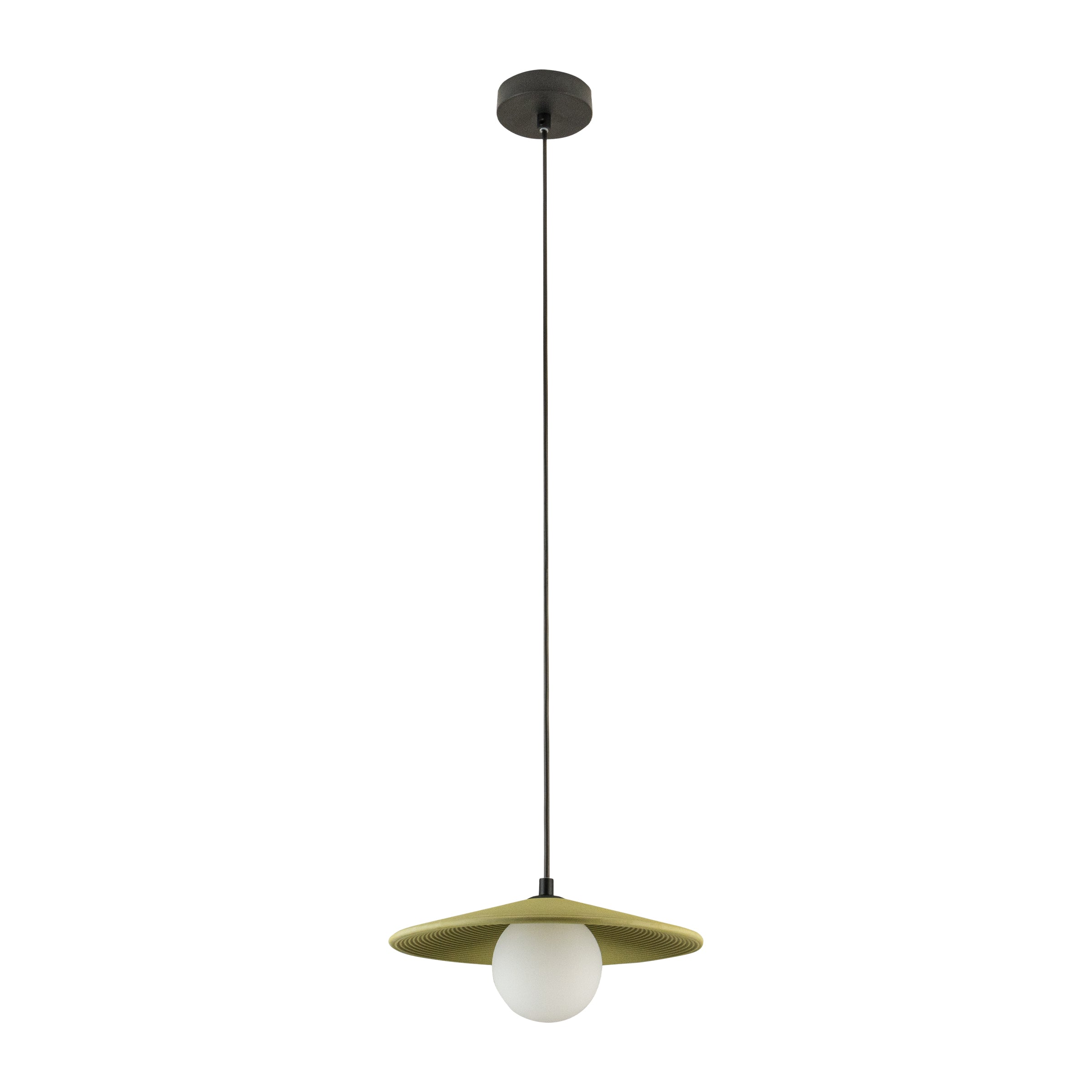 Pendant Light PENDANT LIGHT 1xG9 LED MAX 9W OLIVE GREEN CLAY- BLACK - METAL - OPAL GLASS – Zambelis