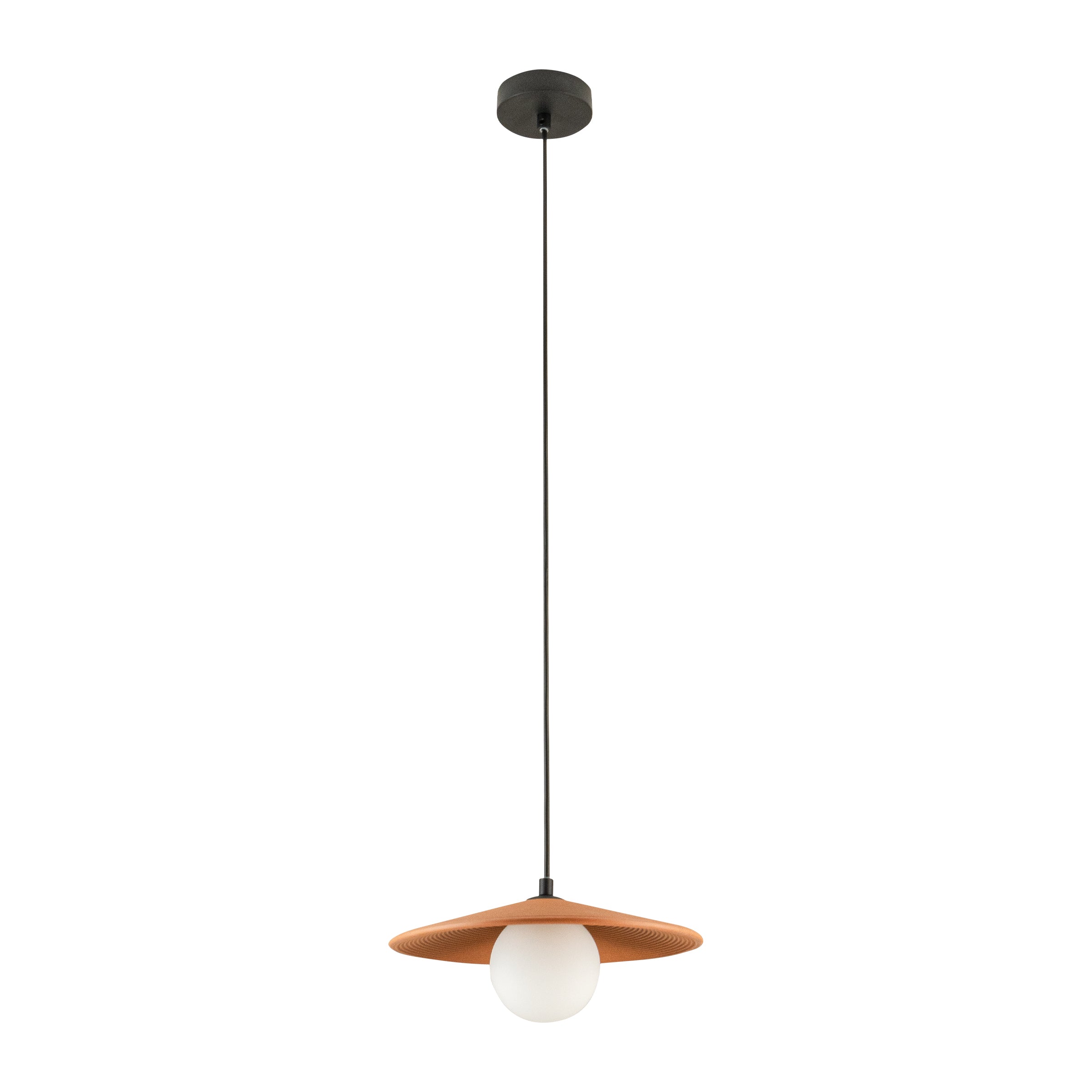 Pendant Light PENDANT LIGHT 1xG9 LED MAX 9W TERRACOTTA CLAY - BLACK - METAL - OPAL GLASS – Zambelis