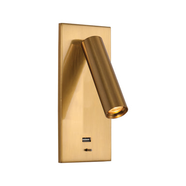 Light Fixture SCONCE RECESSED LED 3W METAL BRUSSED BRASS USB – Zambelis