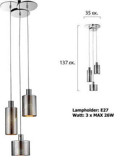 Modern Pendant Lamp VIOKEF CHARLOTTE 4172900 3xE27 - Lampbroker