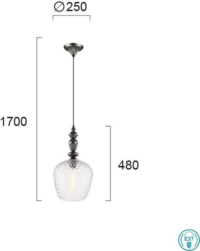 Classic Pendant lamp VIOKEF SALEM 4169400 1xE27 - Lampbroker