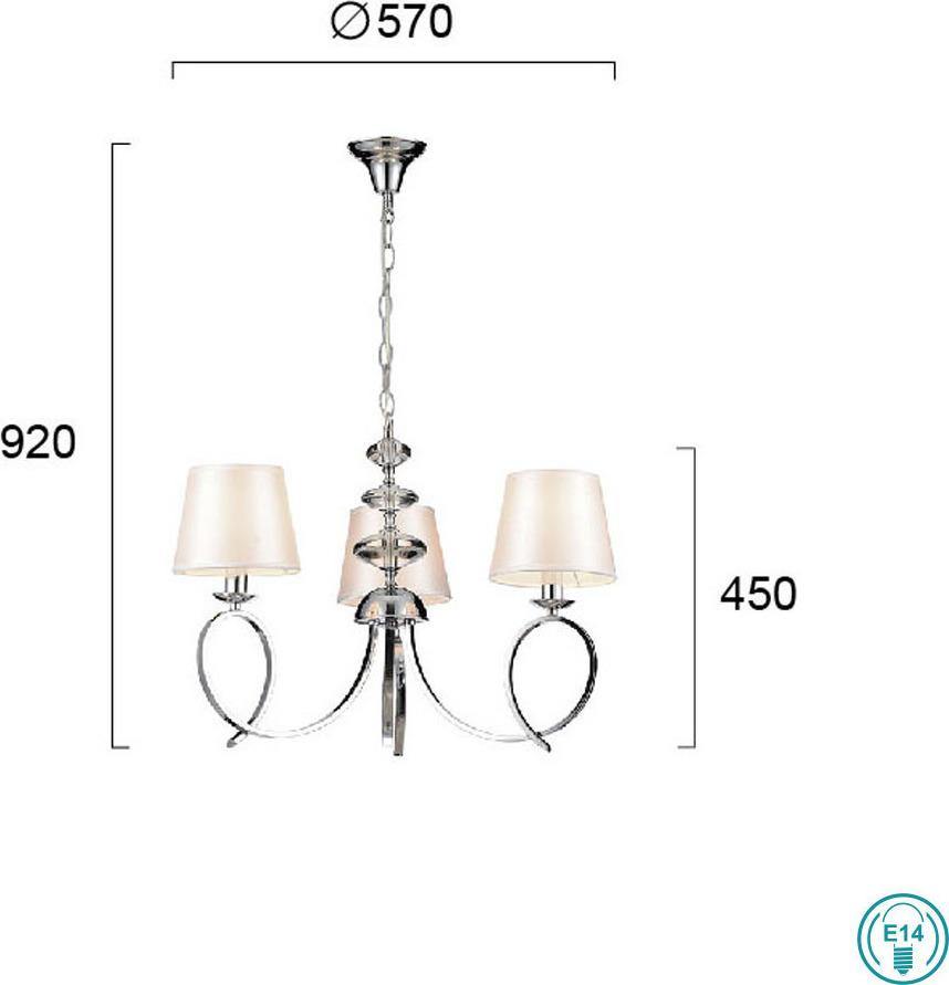 Classic Chandelier VIOKEF LANCIA 4112700 3xE14 - Lampbroker