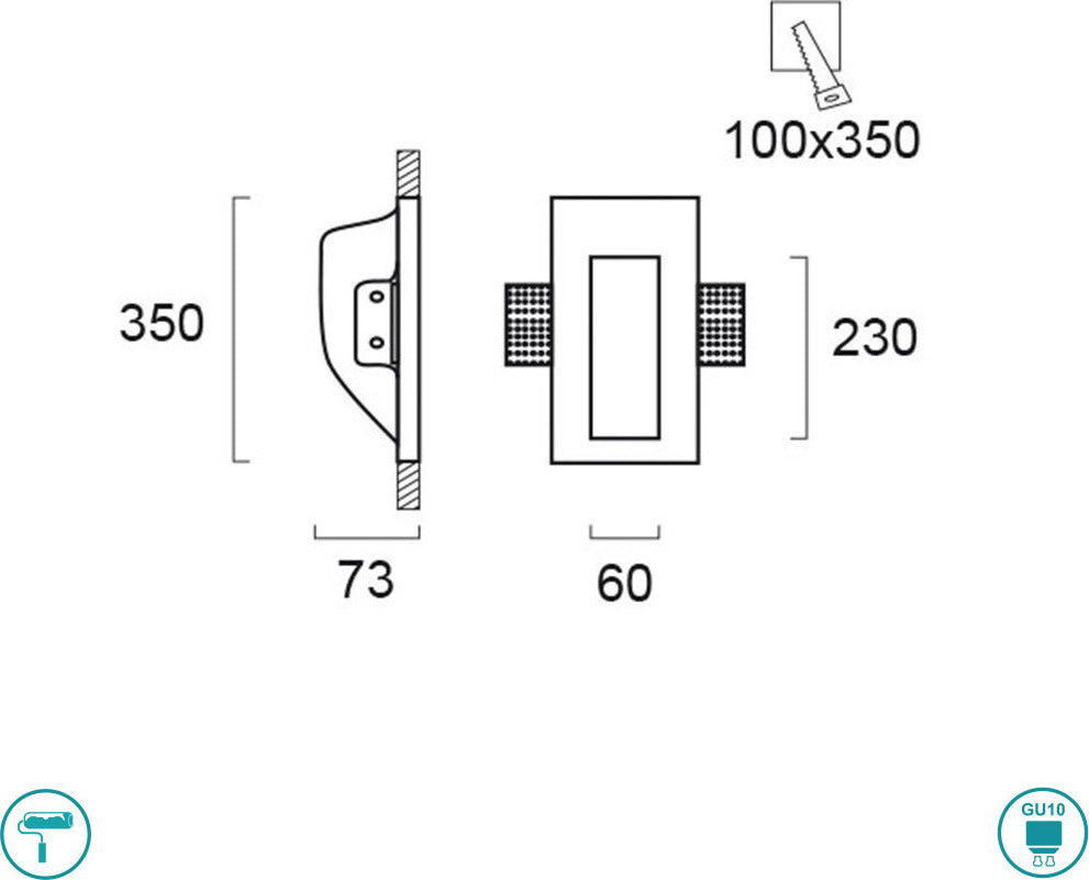 Modern Recessed Wall Lamp VIOKEF ASTER 4147300 1xGU10