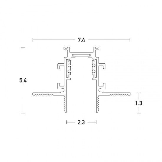 Magnetic TRIMLESS Track Rail 48V DC Recessed Mounting ALPHABET by Zambelis