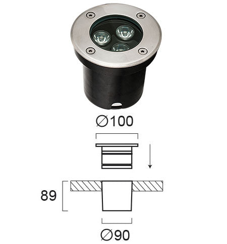 LED Outdoor Ground Lamp VIOKEF LOTUS 3W IP65/IP67