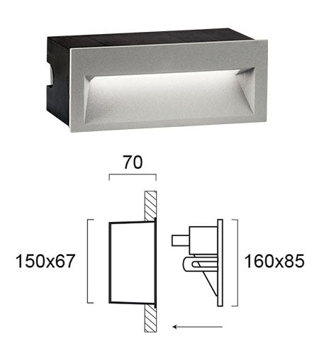 LED Outdoor Wall Lamp Recessed VIOKEF THETA  IP65