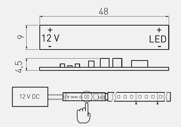 Touchless switch for LED strip